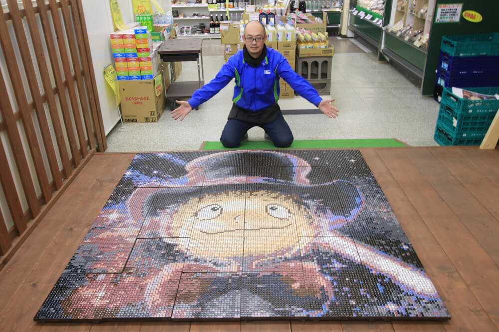 えんとつ町のプペルの名場面をモザイクタイルアートに